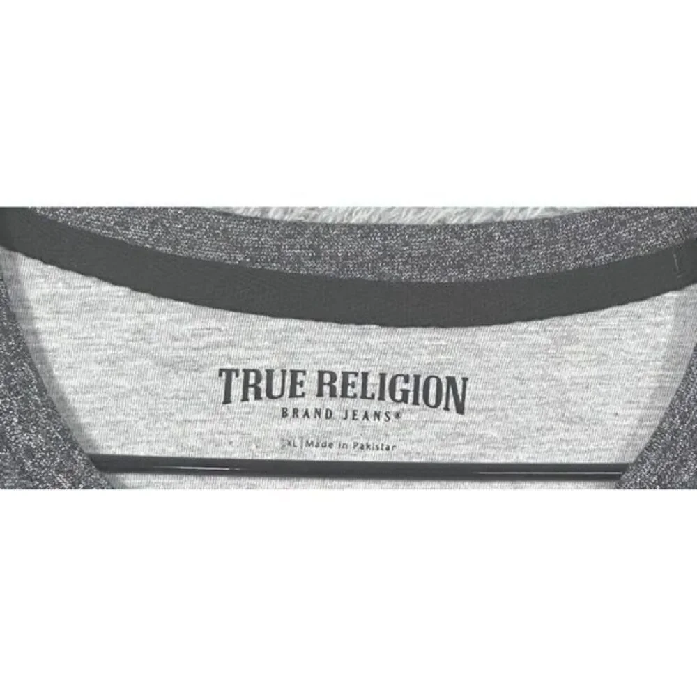 True Religion Waffle Weave‎ Button Henley Long Sleeve Shirt XL Gray